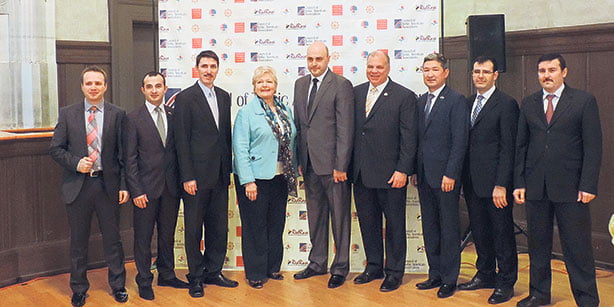Members of prominent Turkic-American institutions pose together during a recognition ceremony on the annual “Turkic Cultural Day” in Trenton, New Jersey.